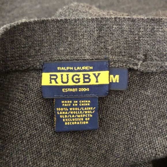 Y2K Ralph Lauren Rugby Grey V Wool Back Sweater Dress Striped Button Slit size M - Picture 9 of 11